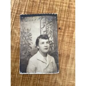 Vintage 1950s Black and White Studio Portrait Young Woman Blouse Found Photo
